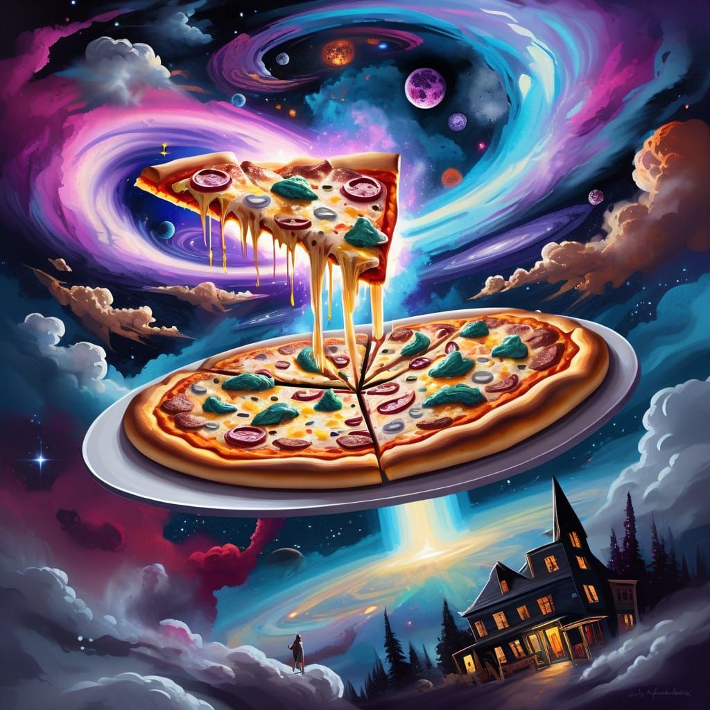Haunted Pizza Restaurant Floating Through Cosmos