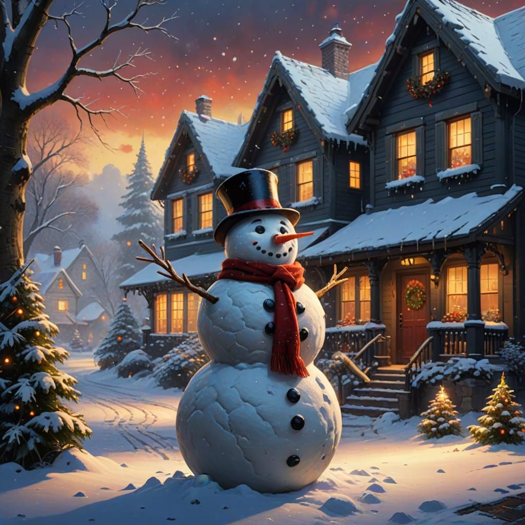 Winter Wonderland Scene in Dreamy Golden Light