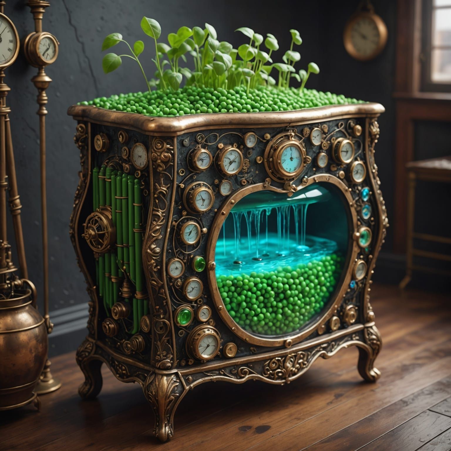 Steampunk Motherboard Commode with Flowing Water in 3D