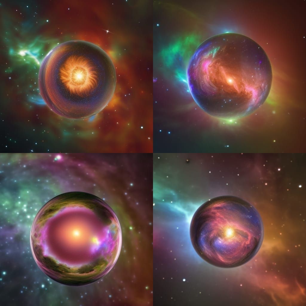 Cosmic Cat Portrait in Spaceship with Galaxy