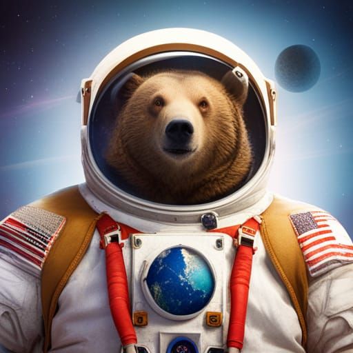 Excited Obese Bear Drifting in Space