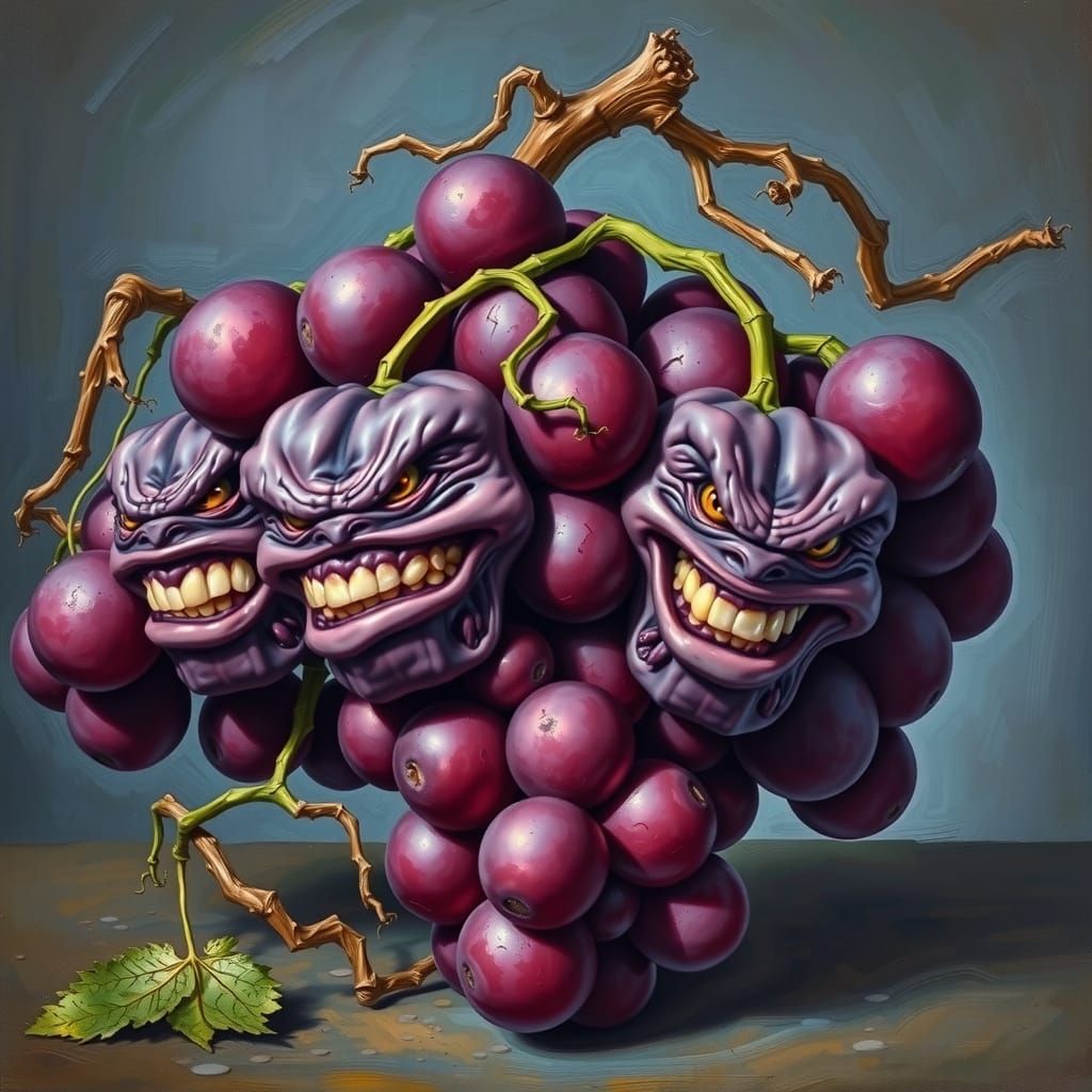 Angry Grapes with Snaking Vines