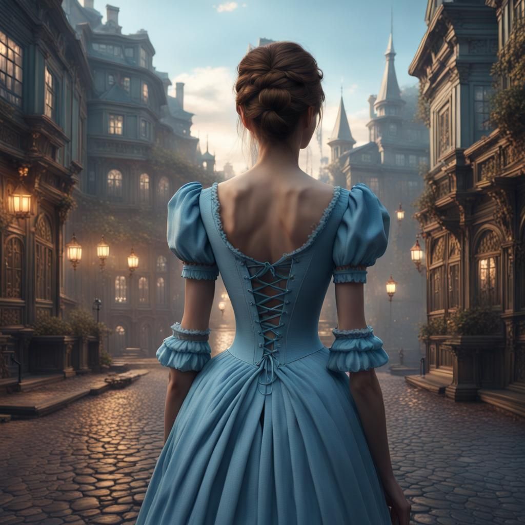 Magical City Girl in Victorian Dress Concept Art