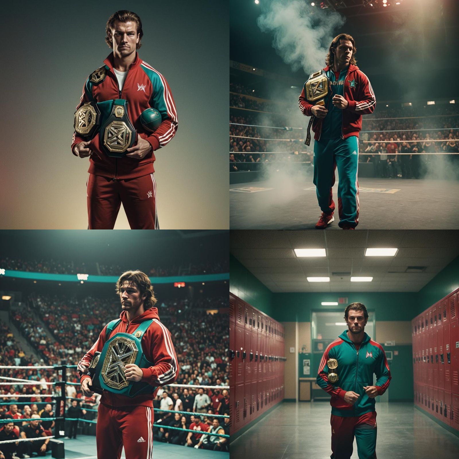 WWE Wrestler Holding Championship Belts, Cinematic Style