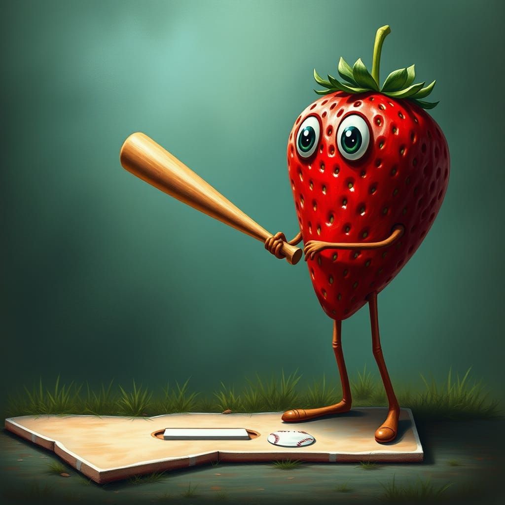 Fruit Athlete Swings for Home Run