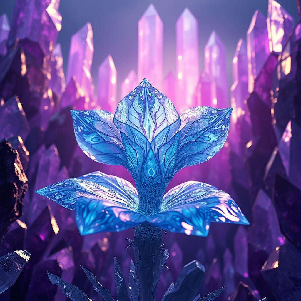 Ethereal Crystal Forest in Violet Amethyst Hues