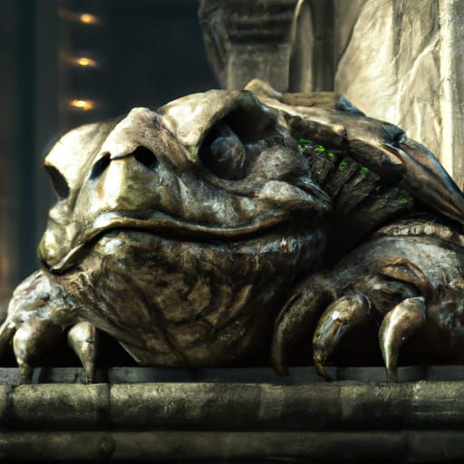 Tortoise Gargoyle on Cathedral, Fantasy Art