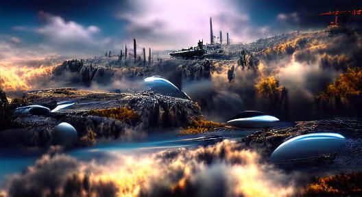 Dazzling Otherworldly science fiction landscape 8k resolutio...