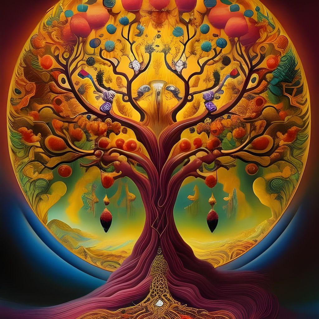 Surreal Tree of Life in Vivid Colors