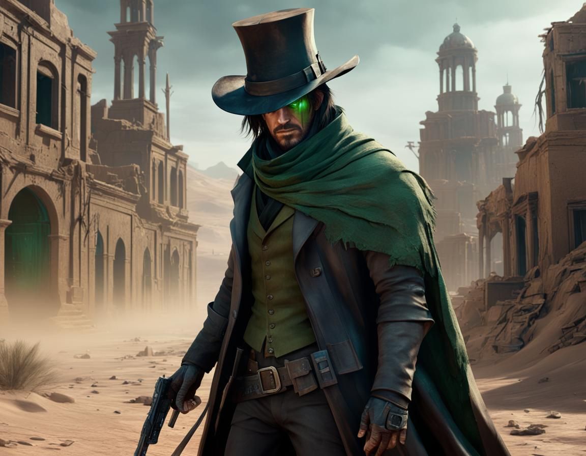 Mysterious Man in Desert City, 3D Game Art