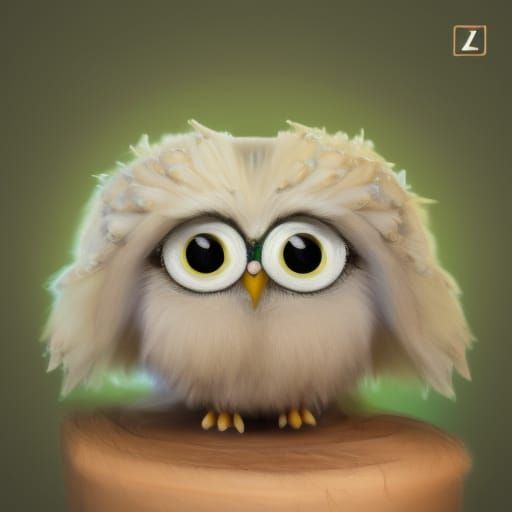 Knitted Yarn Owls Around Campfire: Digital Art