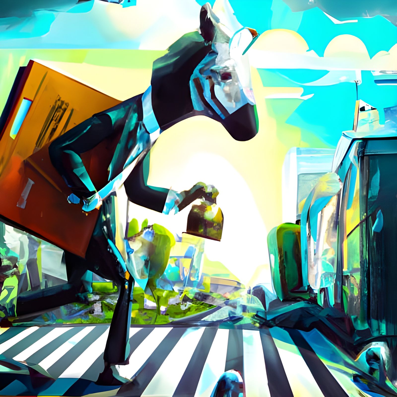 Zebra Accountant in Cityscape: Digital Illustration