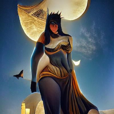 Egyptian Batwoman Goddess Portrait in Digital Art