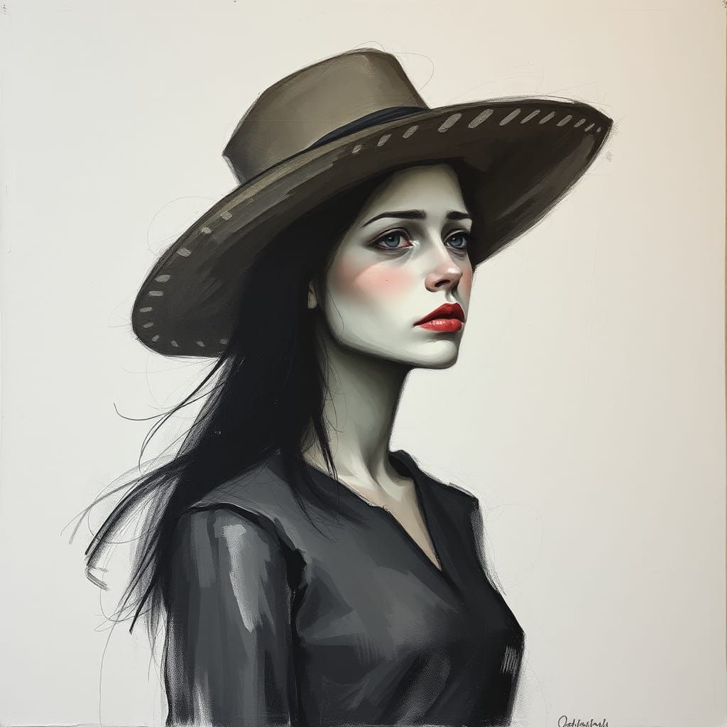 Woman in Mourning: Surreal Abstract Watercolor