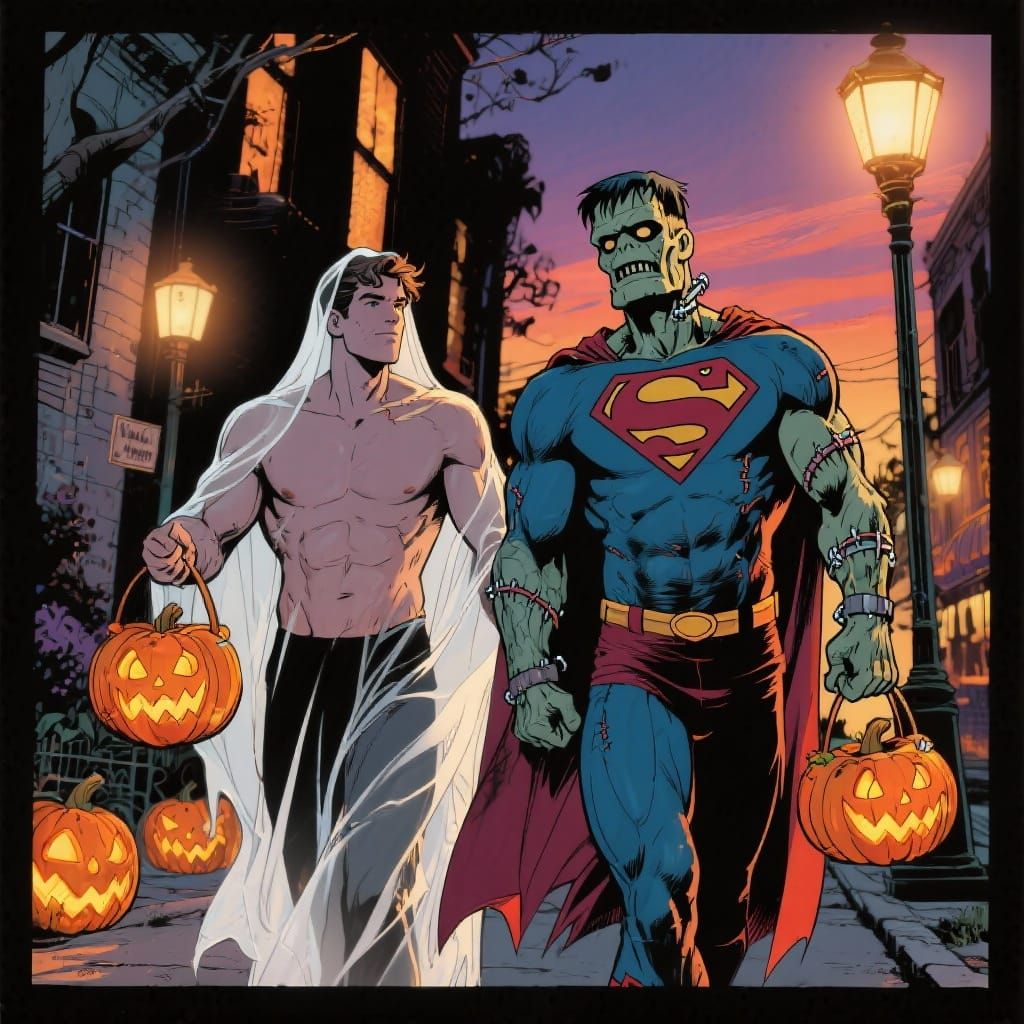 Ghostly Jimmy Clark & Frankenstein Superman Trick-or-Treatin...