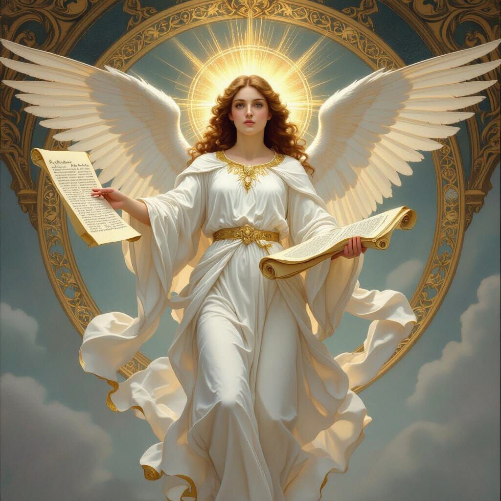 Angel Descending from Heaven in Classic Style
