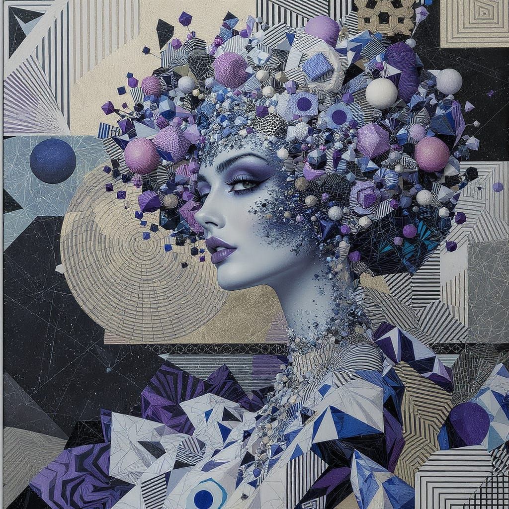 Ethereal Woman in Surreal Mixed Media Collage