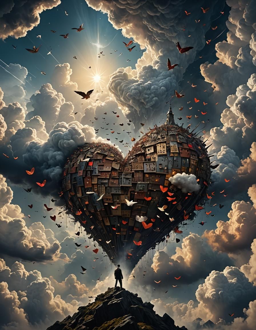 Ethereal Face in Clouds: Detailed Matte Painting