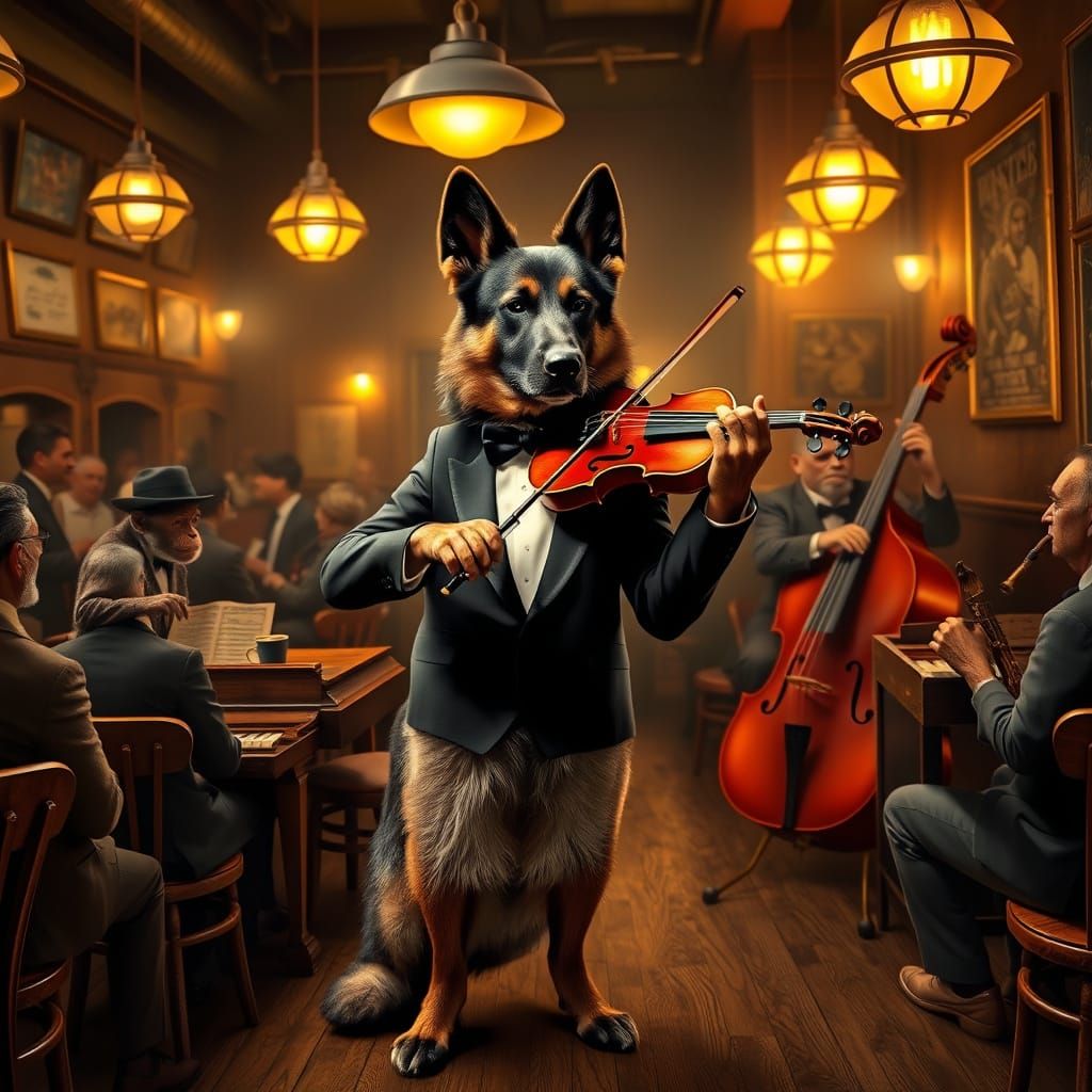 German Shepherd, Violin Player