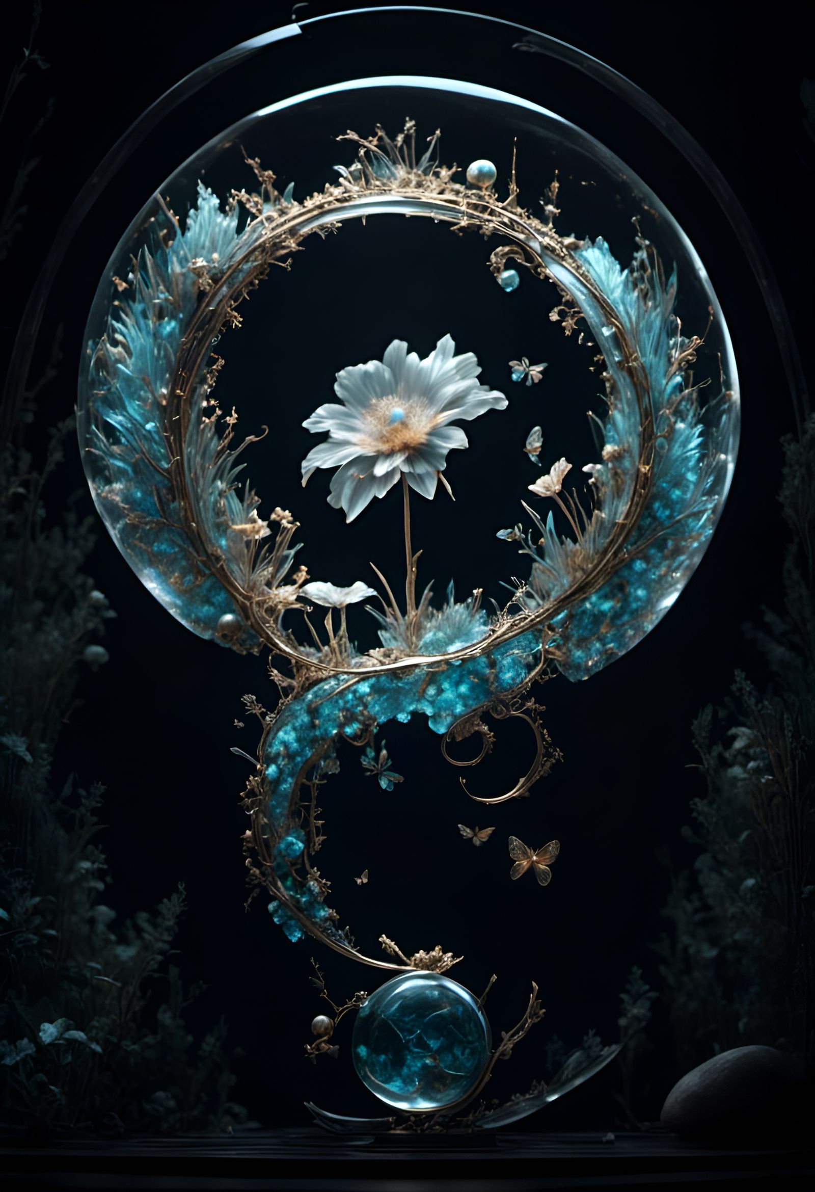 Glass Question Mark Sculpture in 3D Style