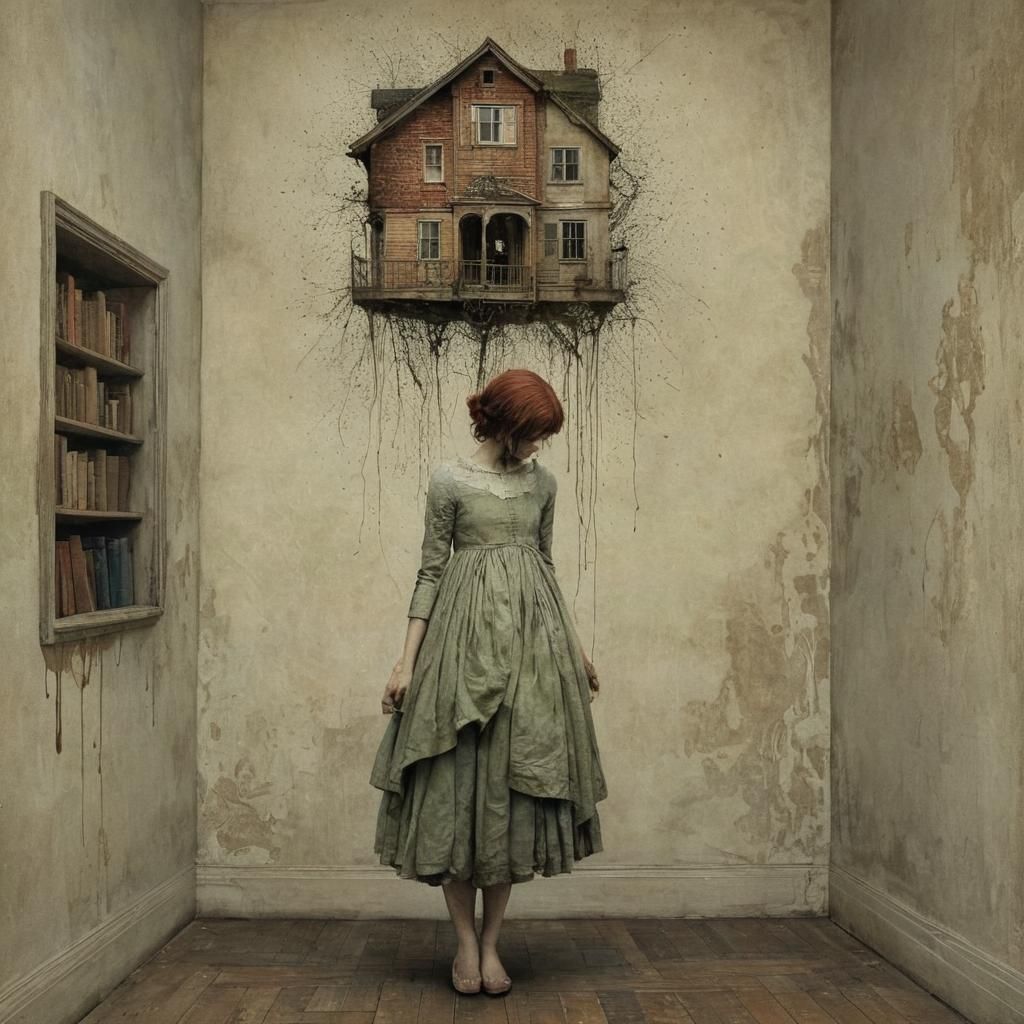 Bloody Ghostly Figure Reading in Library