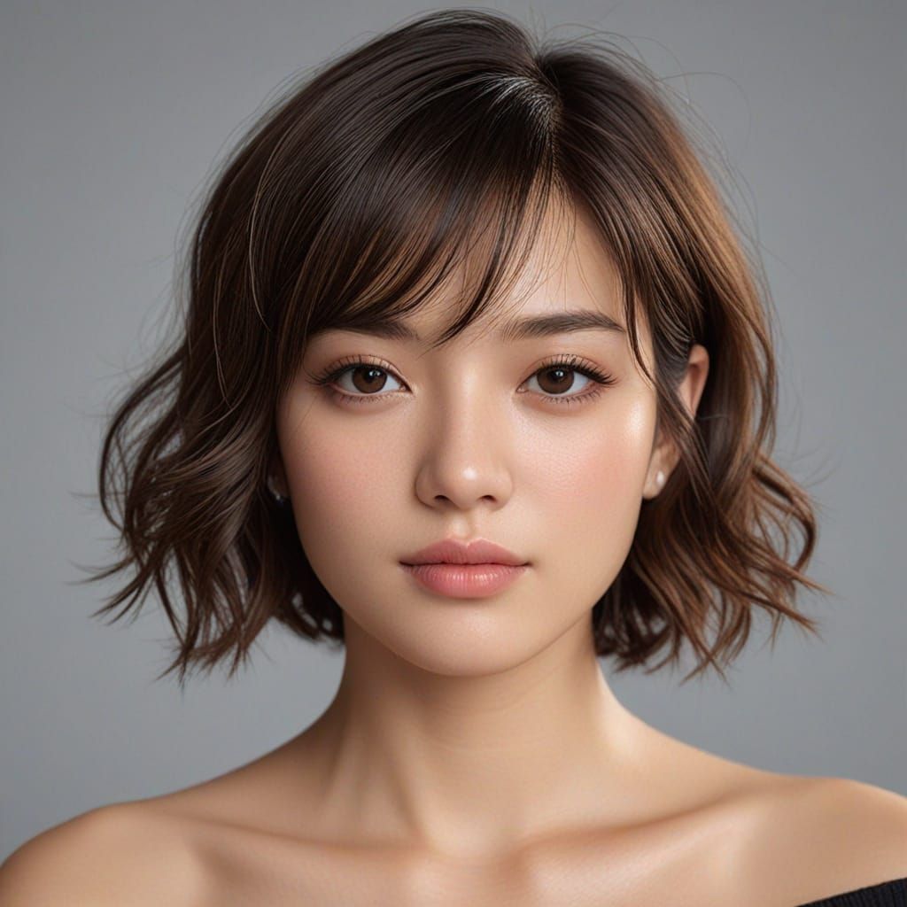 Elegant Japanese Woman in Off-the-Shoulder Top