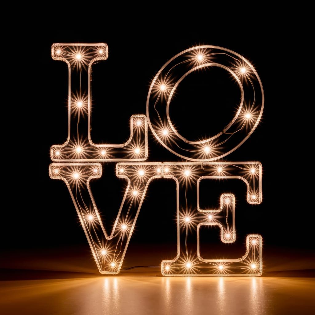 Vibrant LOVE Illuminated in a Long Exposure Light Painting