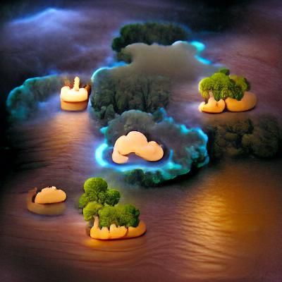 Ethereal Floating Island in Glowing Woodland