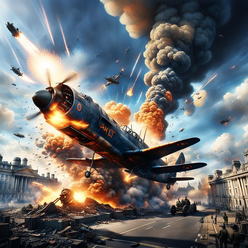 Buzz Bomb Shot Down Over London: Digital Art