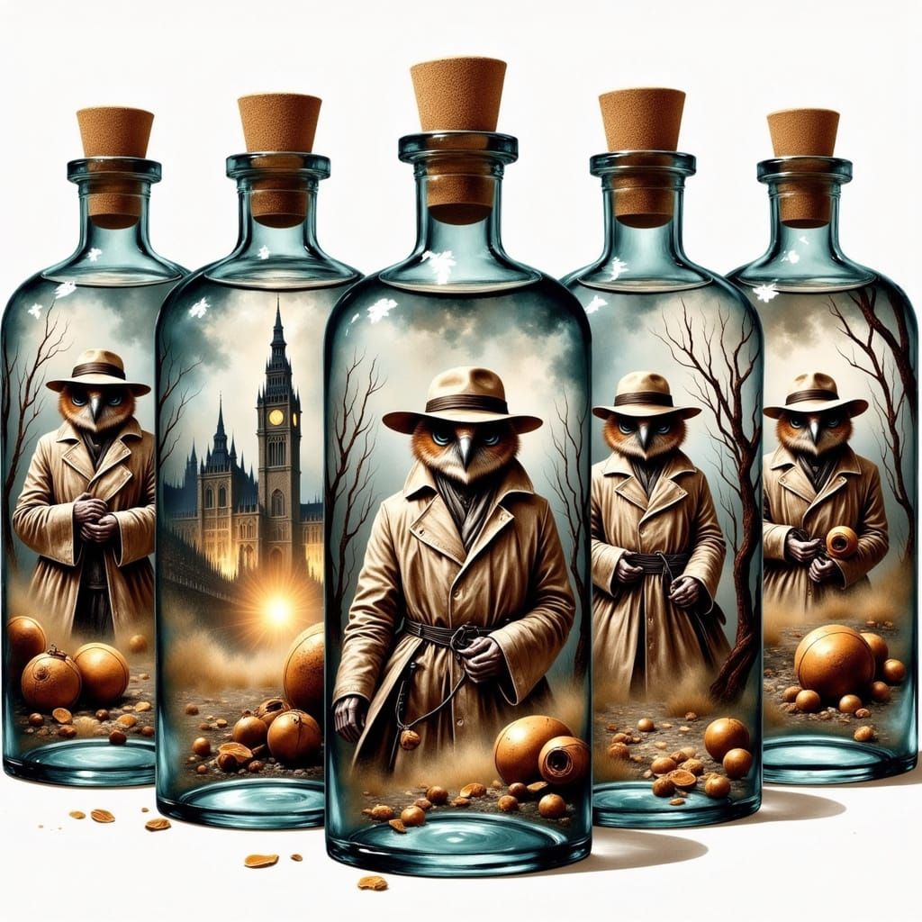 Mysterious Owl Detective in a Gritty City Scene