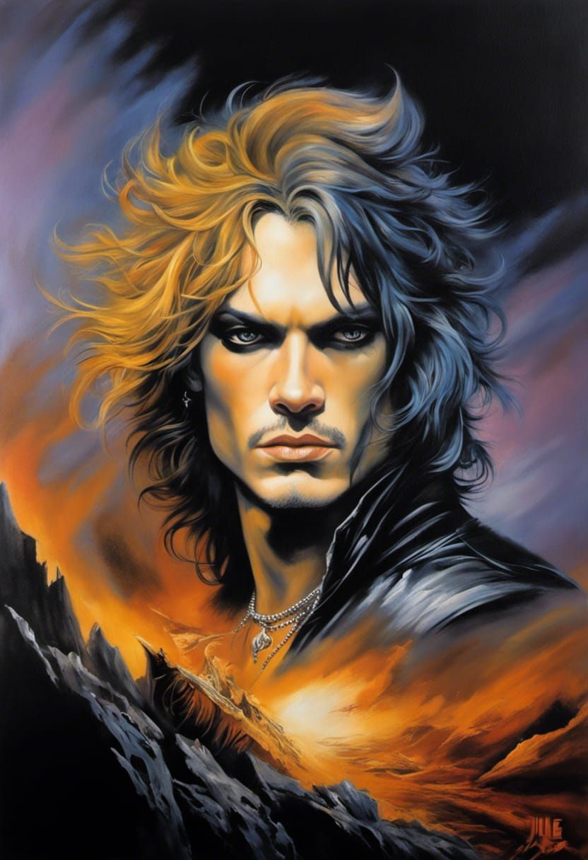 Gothic Portrait of a Young Man in Acrylic Painting Style