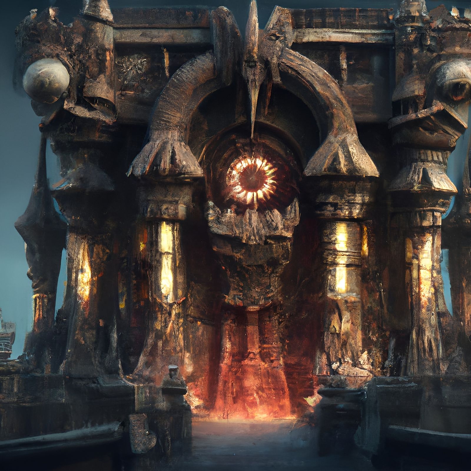 Dark Oracle Temple Vision: Intricate Digital Illustration