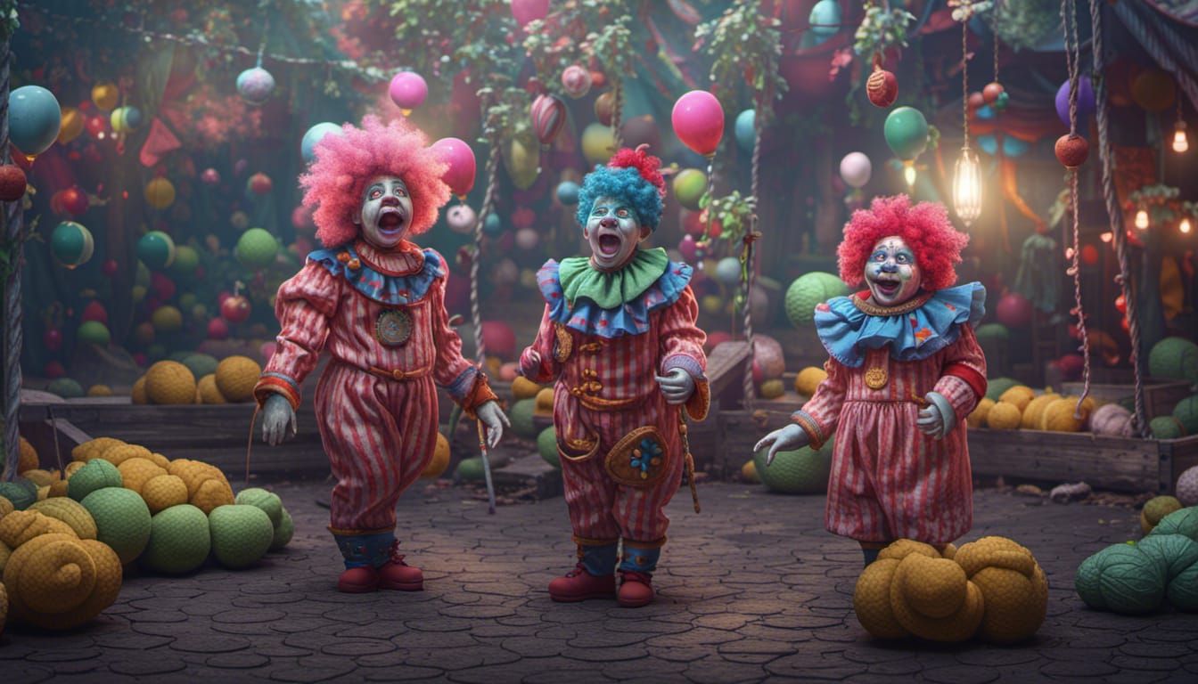 Creepy Carnival Clowns in Gothic Style