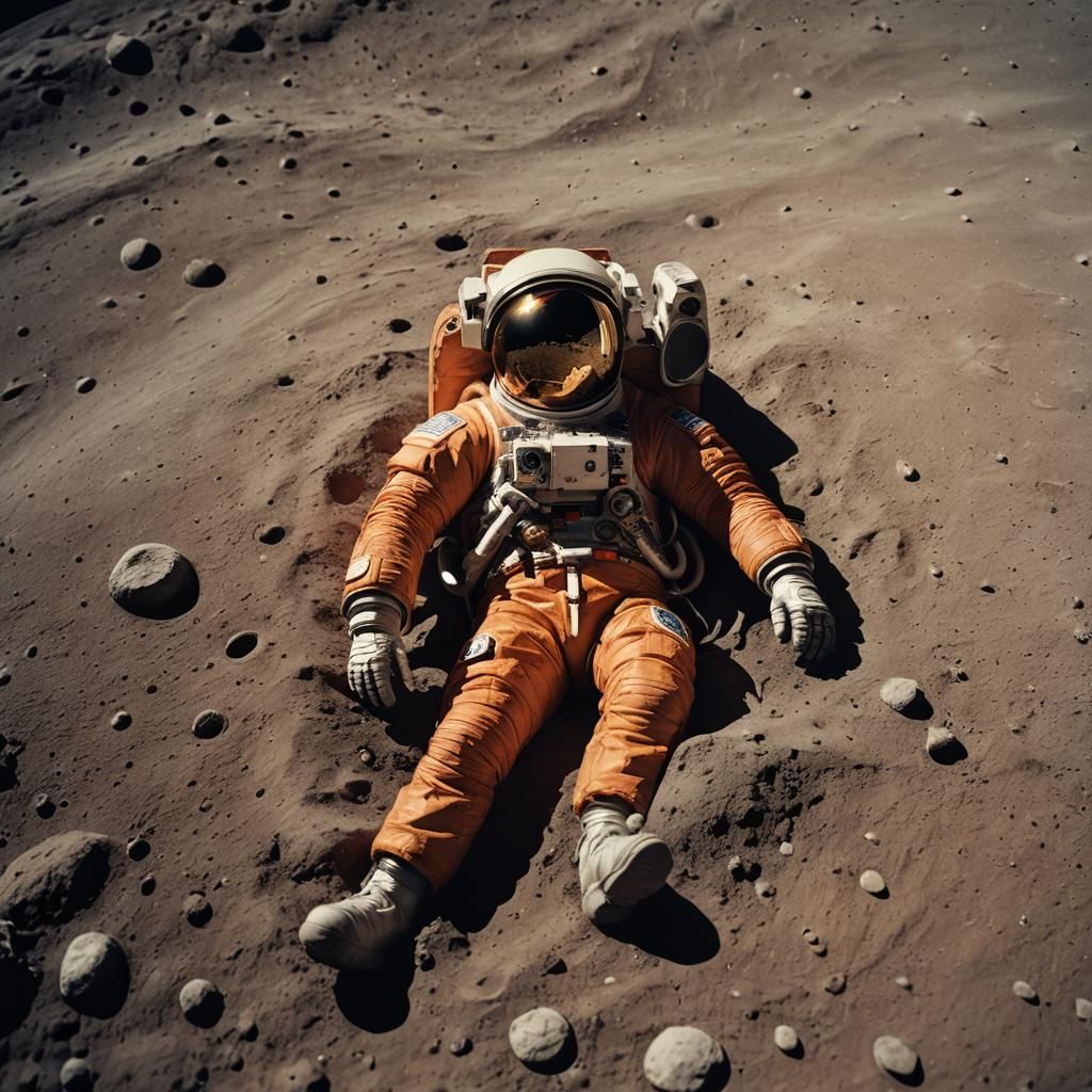 Astronaut on Moon with Earth Reflection, Cinematic Style