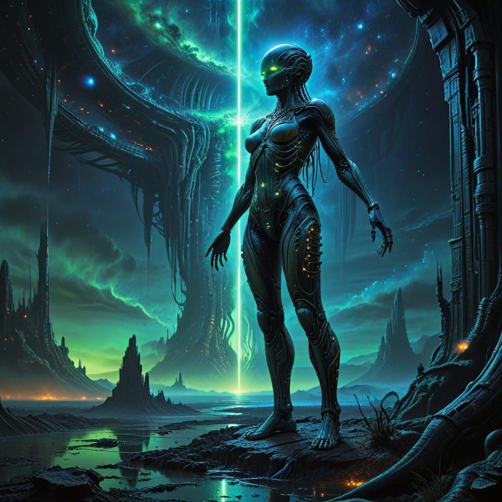Majestic Space Opera Figure Amidst Celestial Wonders