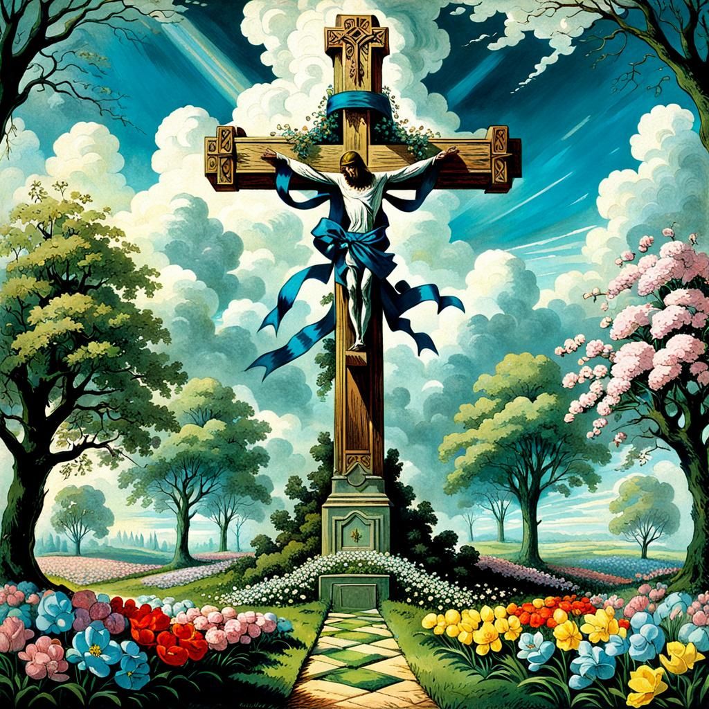 Easter Cross in Gothic Horror Style