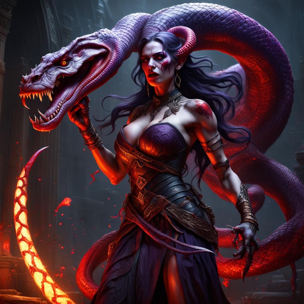 Hyperdetailed Demon Woman in Dark Fantasy Style