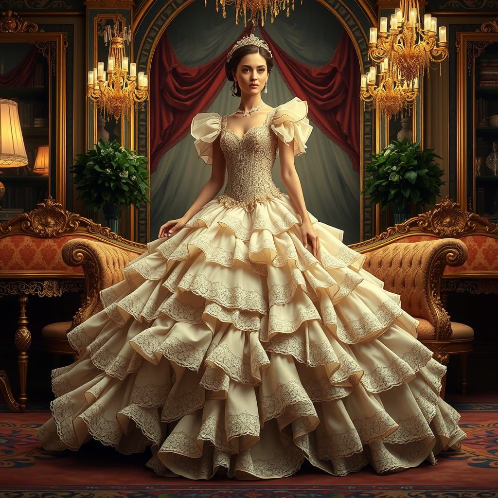 Elegant Victorian Goddess in Luxurious Opulent Setting