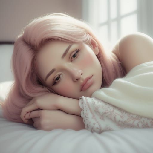 Serene Woman Portrait with Soft Focus and Pastel Colors