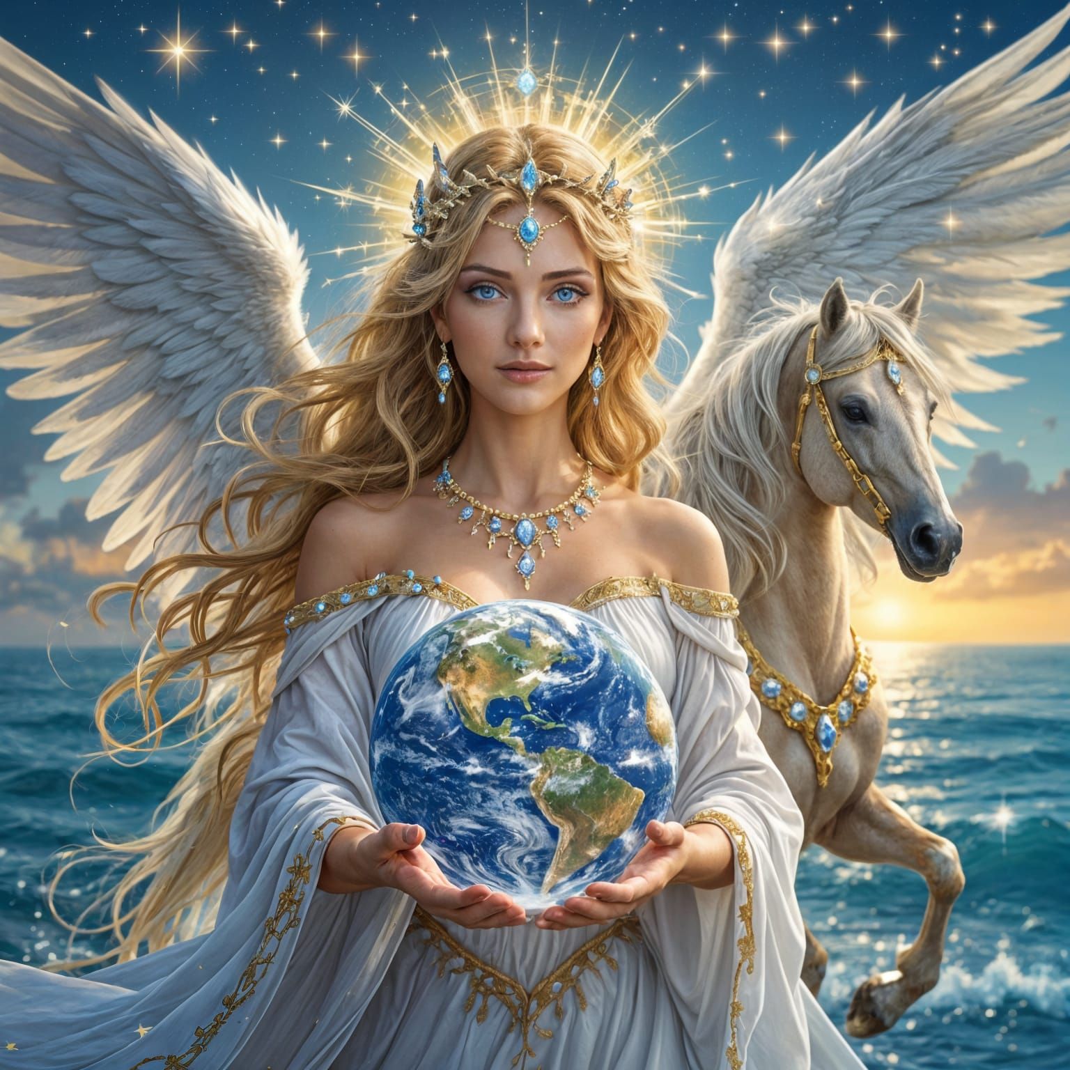 Angelic Being Holds Earth and Akashic Records