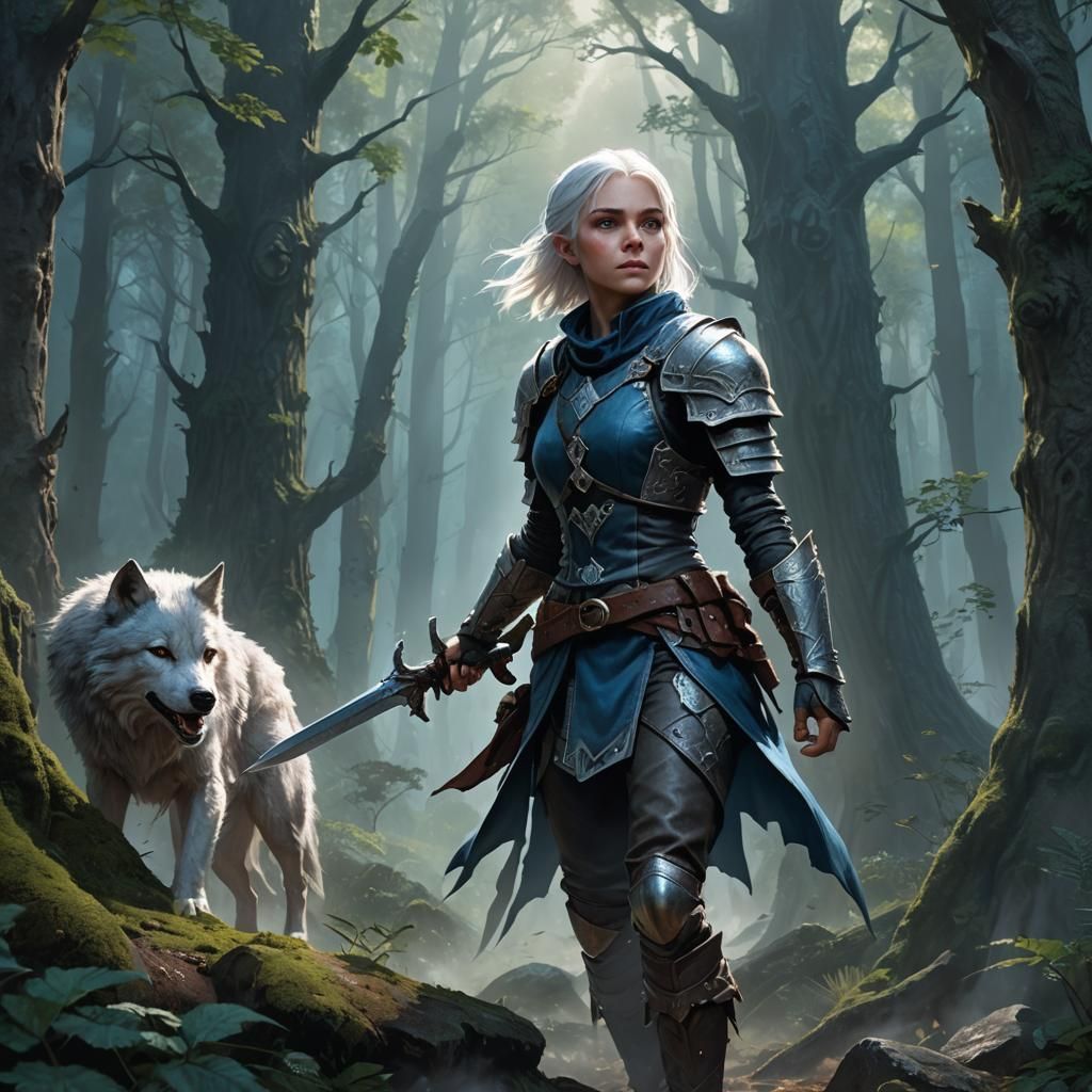 Halfling Thief in Mystical Wolf-Infested Forest