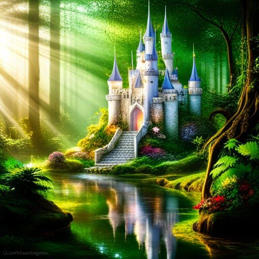 Tiny castle in the forest.