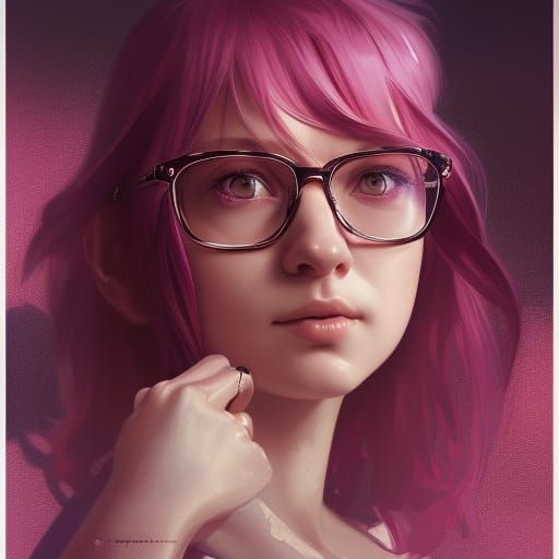 Pink Haired Girl Portrait in Hyperdetailed Style