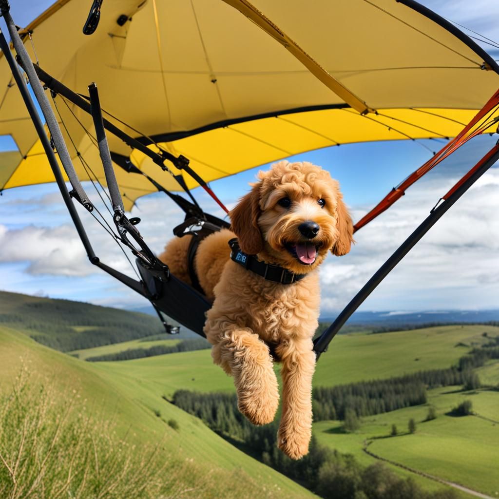 Mini Golden Doodle Hang Gliding Adventure