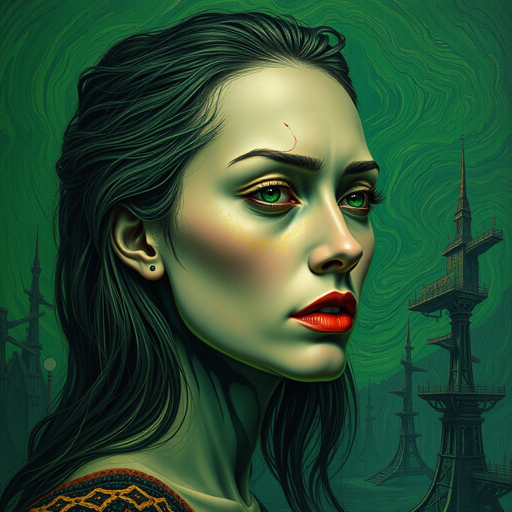 Envy Portrait in Surreal Expressive Style