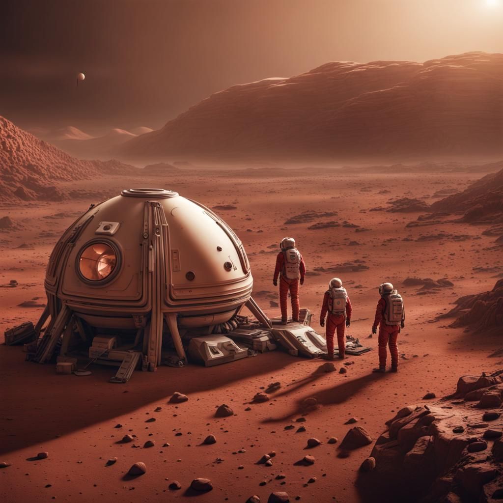 Hyperrealistic Image of People Living on Mars