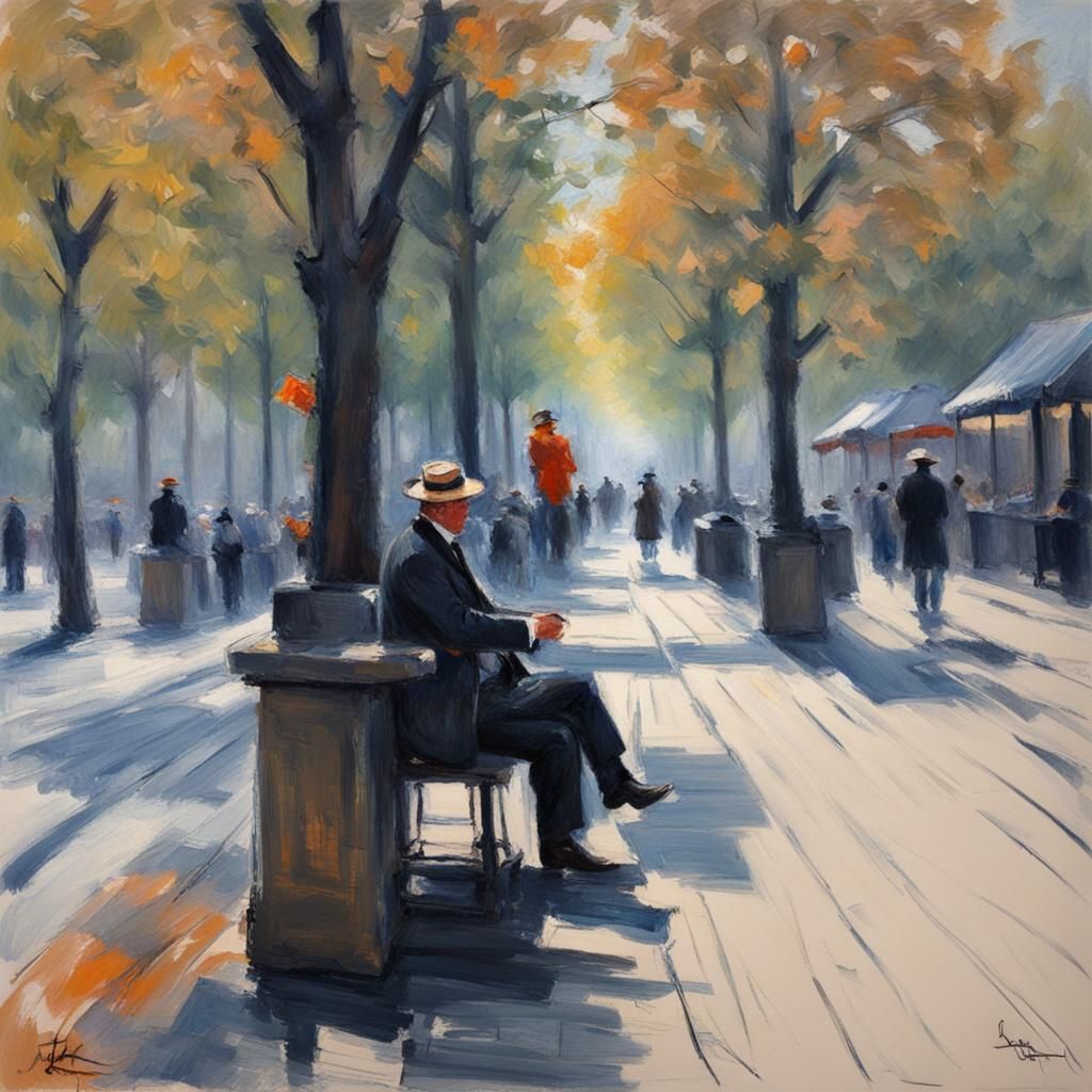 Kind Man in Impressionism Drawing Style
