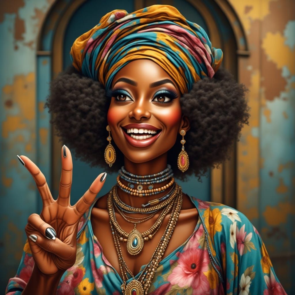 Beautiful Woman with Headscarf in Digital Portrait