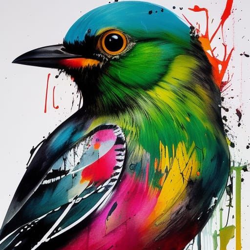 Colorful Robin Portrait in 3D Splash Art Style
