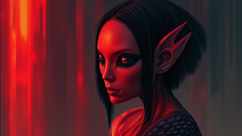 Alien Beauty in Biomechanical Landscape as Digital Art